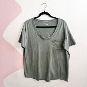 Aerie Oversized T Shirt Top Womens Size Small Distressed Green
